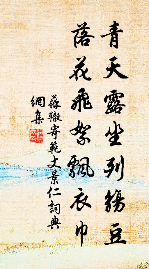 苏辙青天露坐列觞豆，落花飞絮飘衣巾书法作品欣赏