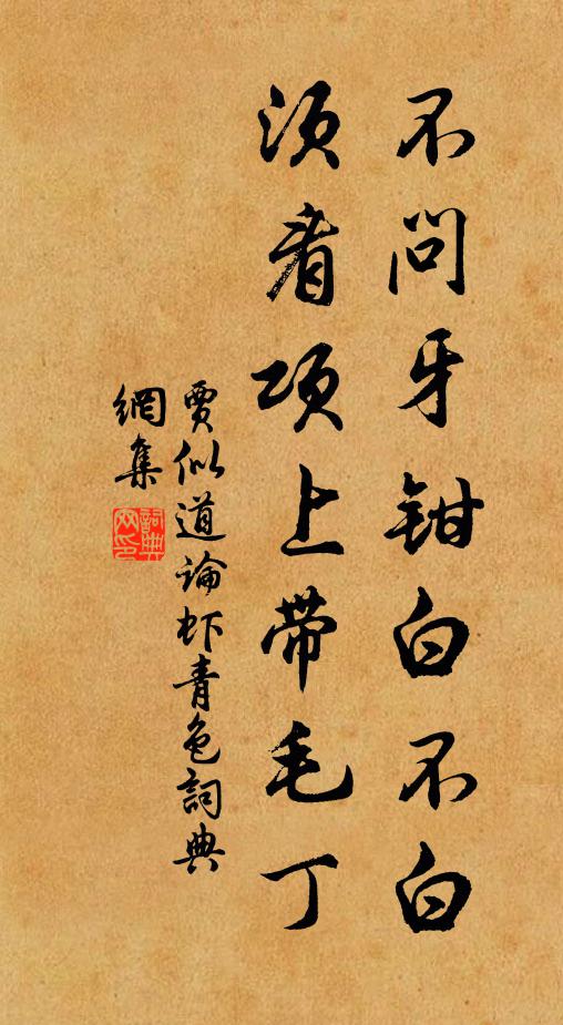贾似道不问牙钳白不白，须看项上带毛丁书法作品欣赏