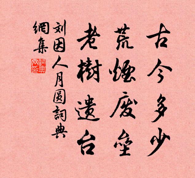 刘因古今多少，荒烟废垒，老树遗台书法作品欣赏