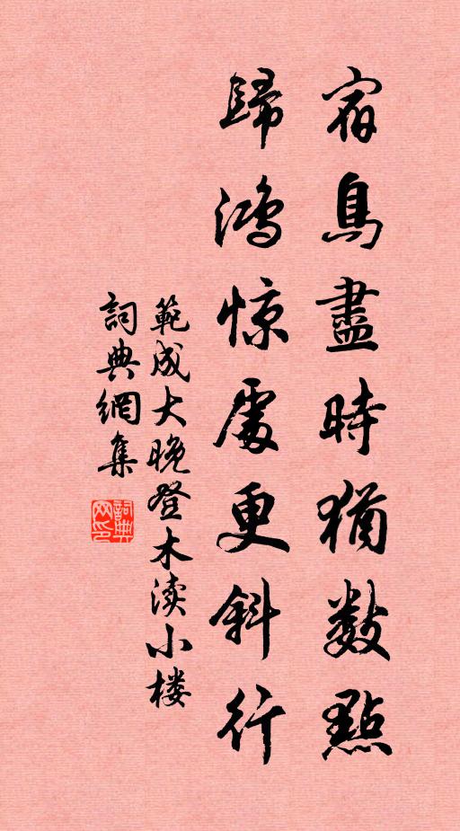 范成大宿鸟尽时犹数点，归鸿惊处更斜行书法作品欣赏