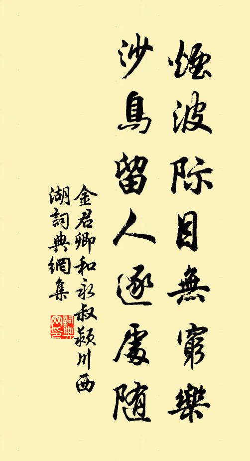金君卿烟波际目无穷乐，沙鸟留人逐处随书法作品欣赏