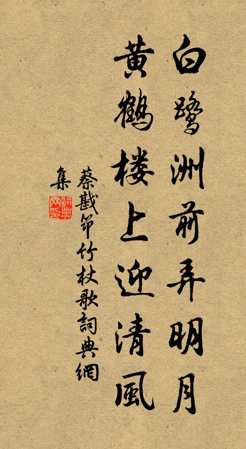蔡戡白鹭洲前弄明月，黄鹤楼上迎清风书法作品欣赏