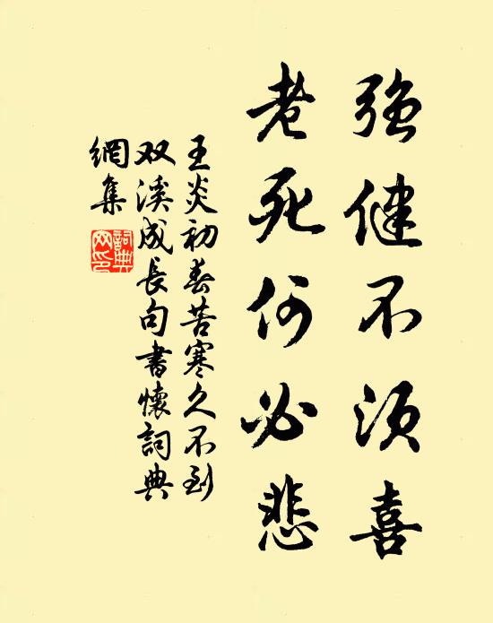王炎强健不须喜，老死何必悲书法作品欣赏