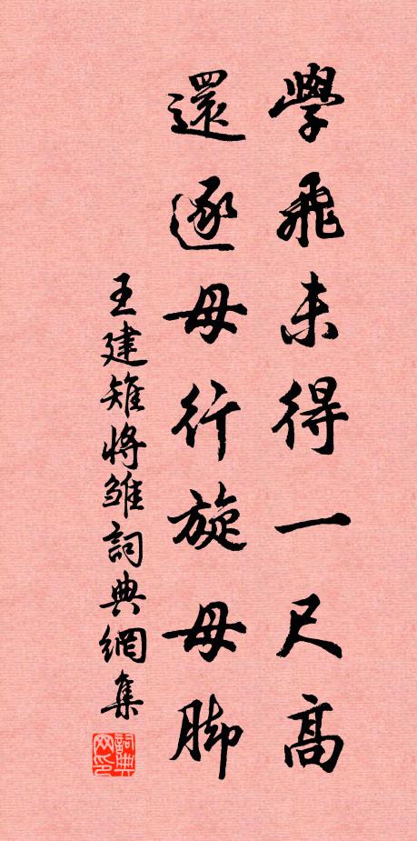 王建学飞未得一尺高，还逐母行旋母脚书法作品欣赏