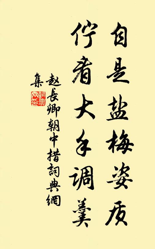 赵长卿自是盐梅姿质，伫看大手调羹书法作品欣赏