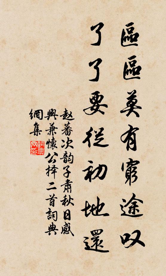 赵蕃区区莫有穷途叹，了了要从初地还书法作品欣赏