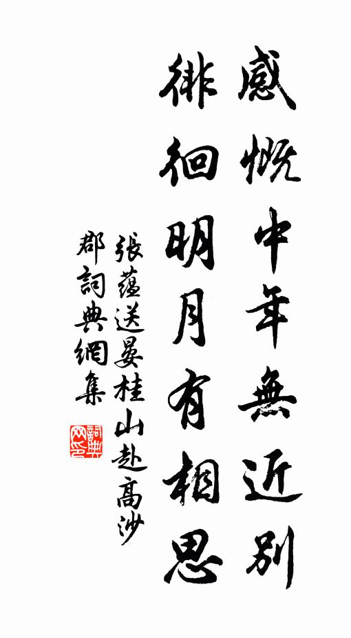 张蕴感慨中年无近别，徘徊明月有相思书法作品欣赏