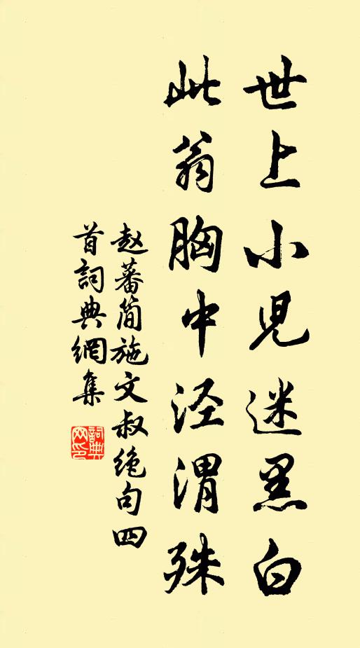 赵蕃世上小儿迷黑白，此翁胸中泾渭殊书法作品欣赏