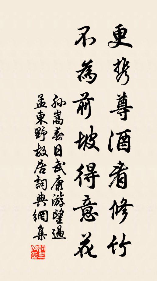 孙嵩更携尊酒看修竹，不为前坡得意花书法作品欣赏