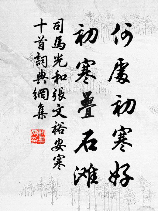 司马光何处初寒好，初寒叠石滩书法作品欣赏