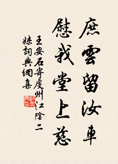 王安石庶云留汝车，慰我堂上慈书法作品欣赏