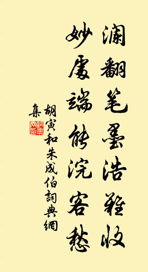 胡寅澜翻笔墨浩难收，妙处端能浣客愁书法作品欣赏