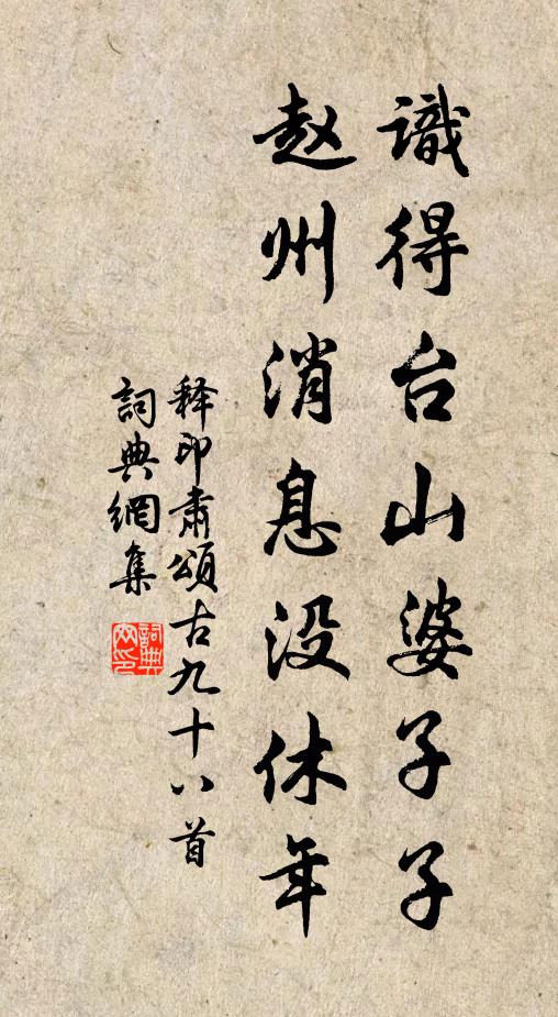 释印肃识得台山婆子子，赵州消息没休年书法作品欣赏