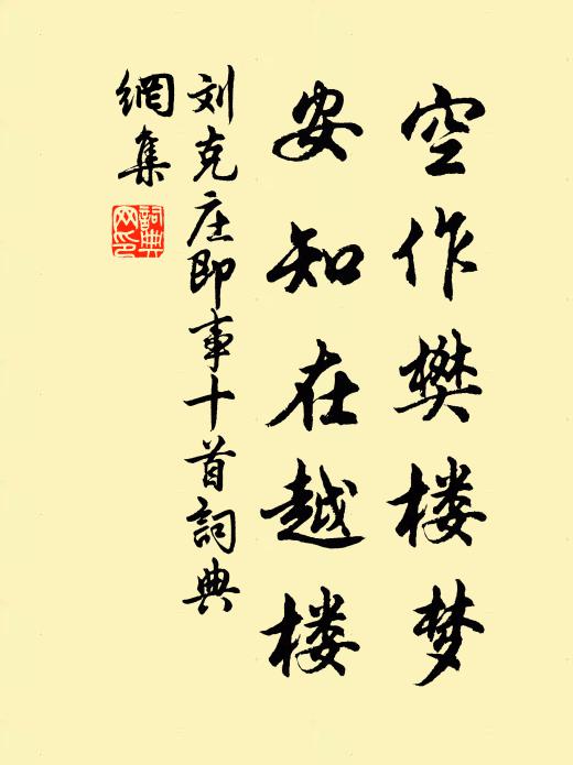 刘克庄空作樊楼梦，安知在越楼书法作品欣赏