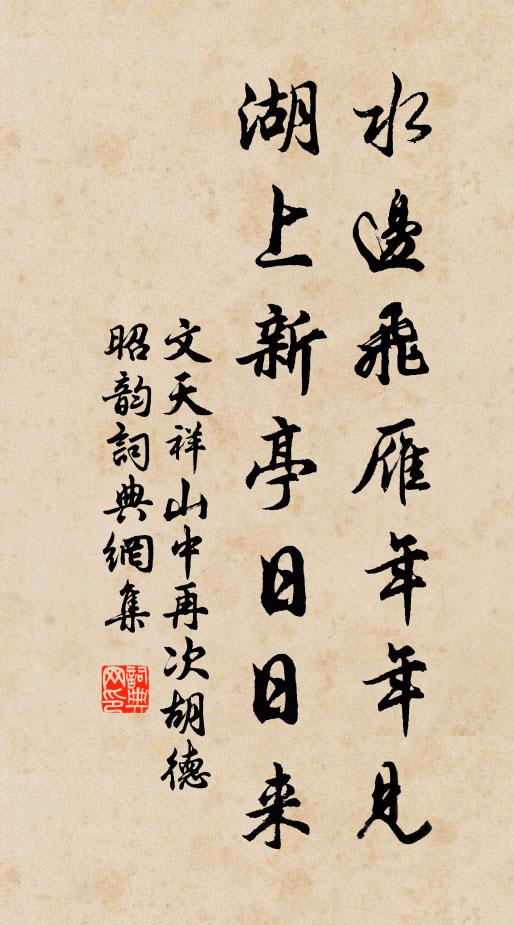 文天祥水边飞雁年年见，湖上新亭日日来书法作品欣赏