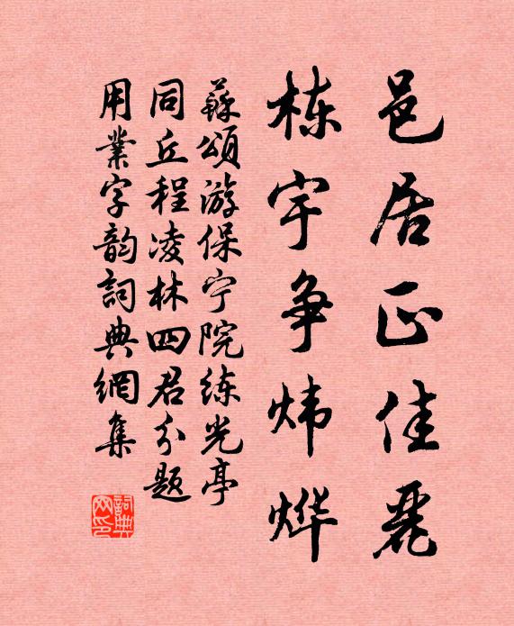 苏颂邑居正佳丽，栋宇争炜烨书法作品欣赏