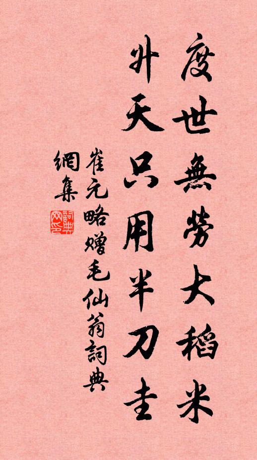崔元略度世无劳大稻米，升天只用半刀圭书法作品欣赏