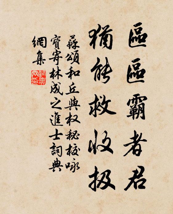 苏颂区区霸者君，犹能救收扱书法作品欣赏