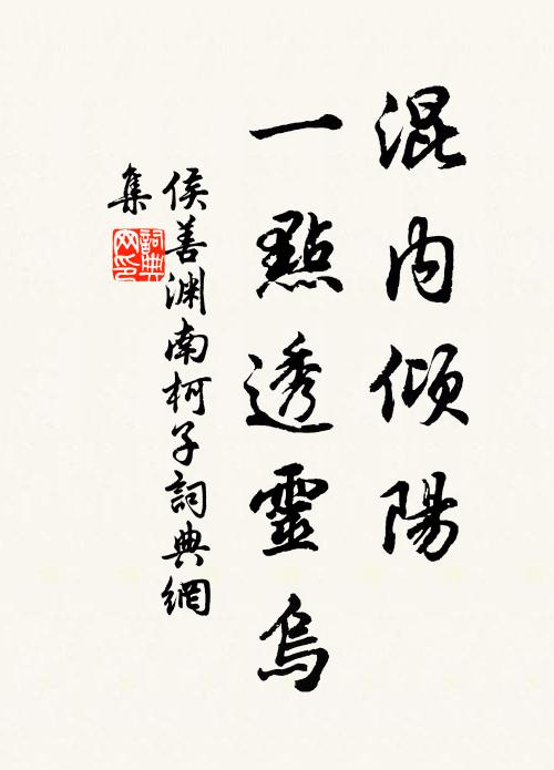侯善渊混内倾阳，一点透灵乌书法作品欣赏