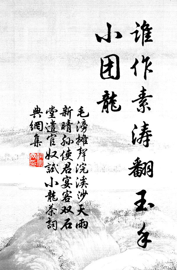 毛滂谁作素涛翻玉手，小团龙书法作品欣赏