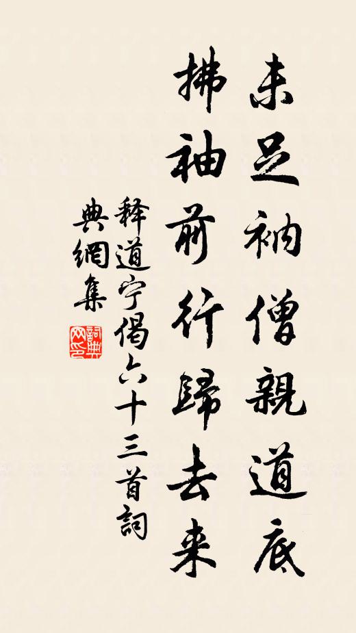 释道宁未足衲僧亲道底，拂袖前行归去来书法作品欣赏