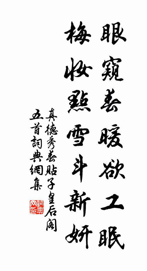 真德秀眼窥春暖欲工眠，梅妆点雪斗新妍书法作品欣赏