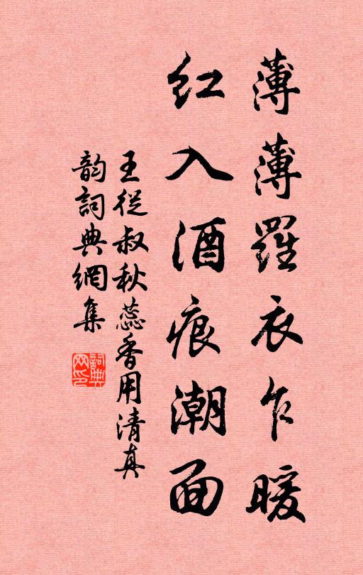 王从叔薄薄罗衣乍暖，红入酒痕潮面书法作品欣赏