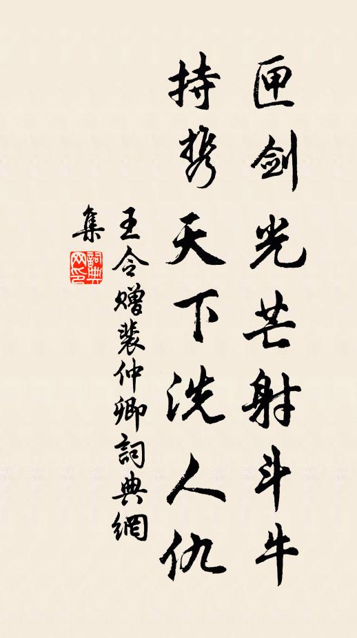 王令匣剑光芒射斗牛，持携天下洗人仇书法作品欣赏