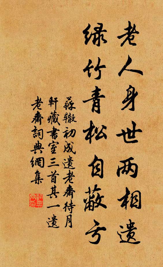 苏辙老人身世两相遗，绿竹青松自蔽亏书法作品欣赏