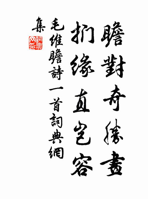 毛维瞻瞻对奇胜画，扪缘直岂容书法作品欣赏