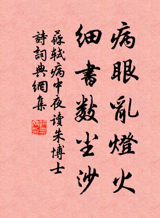 苏轼病眼乱灯火，细书数尘沙书法作品欣赏