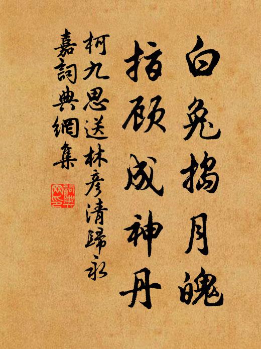 柯九思白兔捣月魄，指顾成神丹书法作品欣赏