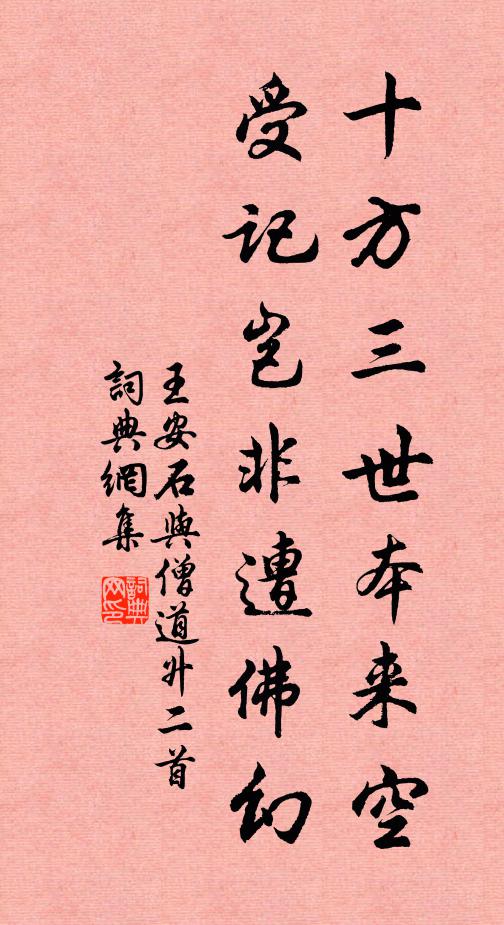 王安石十方三世本来空，受记岂非遭佛幻书法作品欣赏