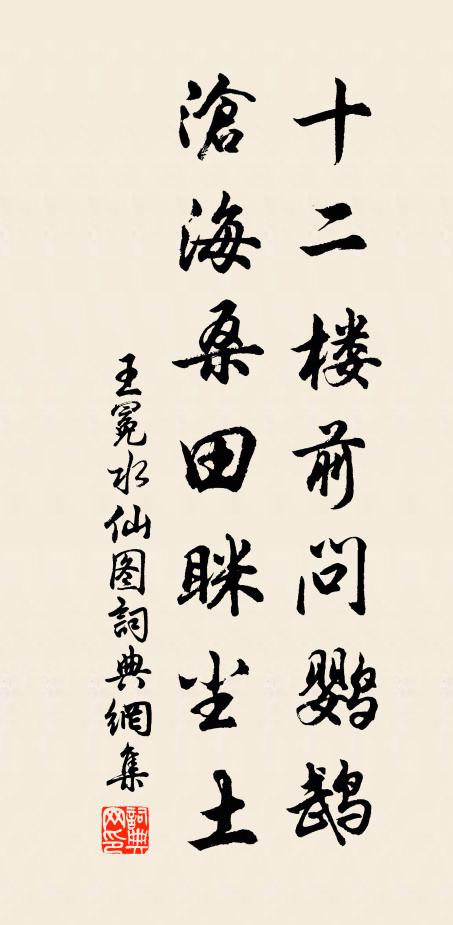 王冕十二楼前问鹦鹉，沧海桑田眯尘土书法作品欣赏