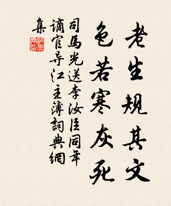 司马光老生规其文，色若寒灰死书法作品欣赏