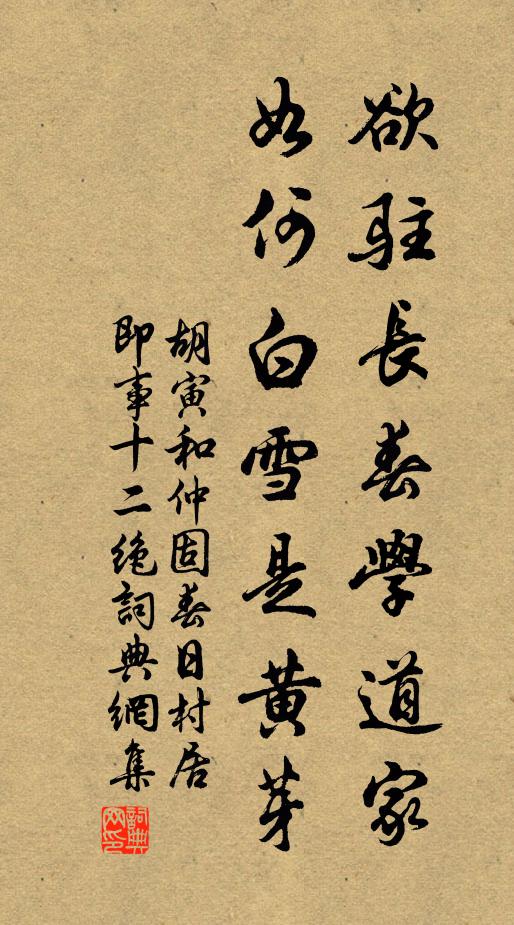 胡寅欲驻长春学道家，如何白雪是黄芽书法作品欣赏