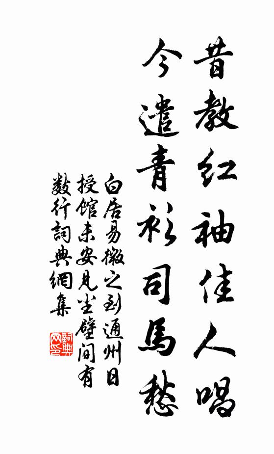 白居易昔教红袖佳人唱，今遣青衫司马愁书法作品欣赏