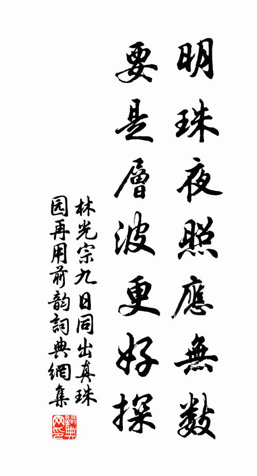 林光宗明珠夜照应无数，要是层波更好探书法作品欣赏