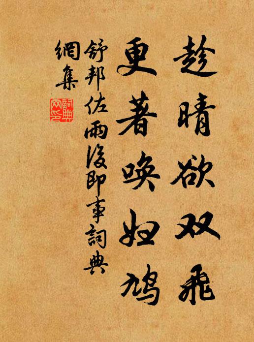 舒邦佐趁晴欲双飞,更著唤妇鸠书法作品欣赏