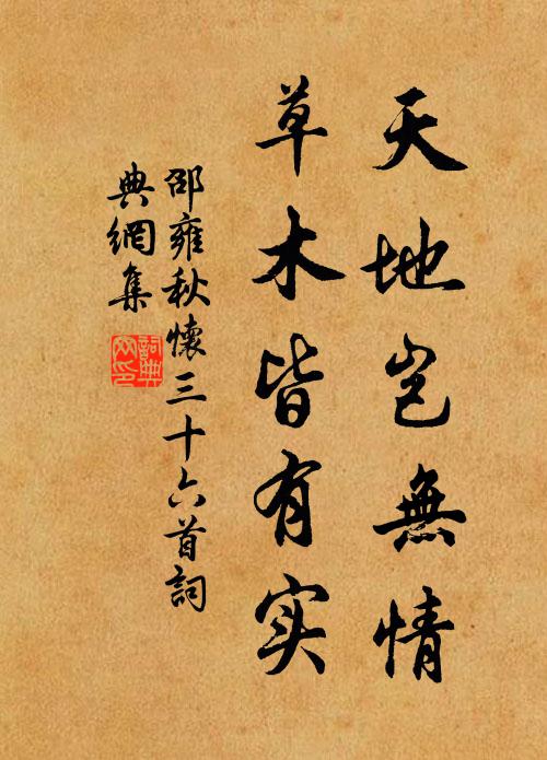 邵雍天地岂无情，草木皆有实书法作品欣赏