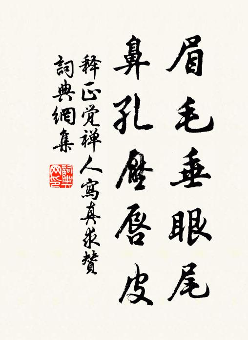 释正觉眉毛垂眼尾，鼻孔压唇皮书法作品欣赏