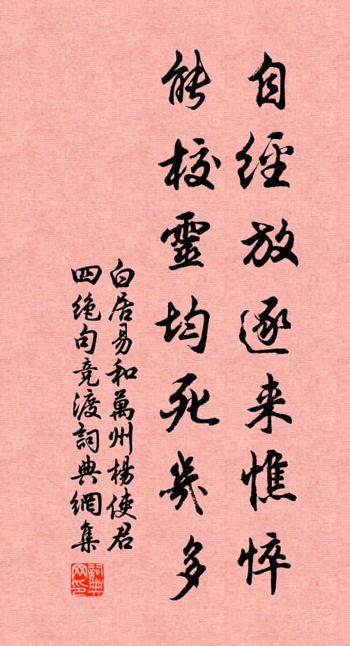 白居易自经放逐来憔悴，能校灵均死几多书法作品欣赏
