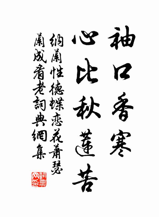 纳兰性德袖口香寒，心比秋莲苦书法作品欣赏