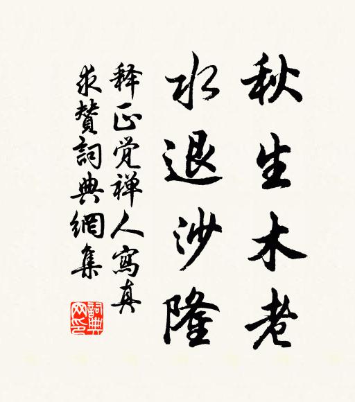 释正觉秋生木老，水退沙隆书法作品欣赏