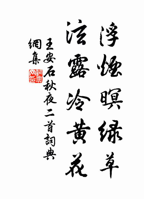 王安石浮烟暝绿草，泫露冷黄花书法作品欣赏