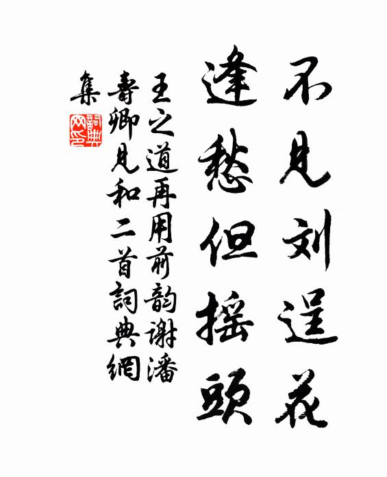 王之道不见刘逞花，逢愁但摇头书法作品欣赏