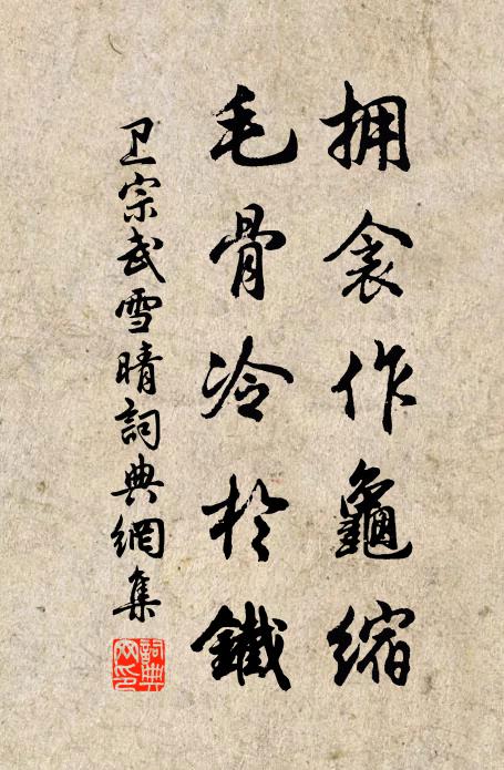 卫宗武拥衾作龟缩，毛骨冷於铁书法作品欣赏