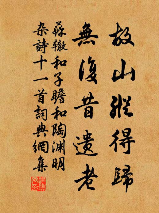 苏辙故山纵得归，无复昔遗老书法作品欣赏