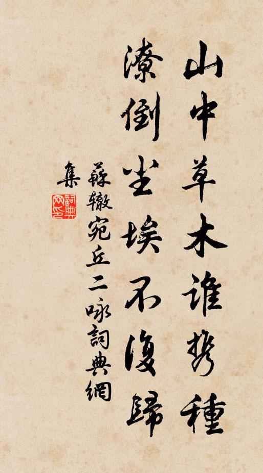 苏辙山中草木谁携种，潦倒尘埃不复归书法作品欣赏