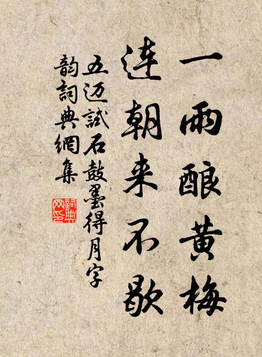 五迈一雨酿黄梅，连朝来不歇书法作品欣赏
